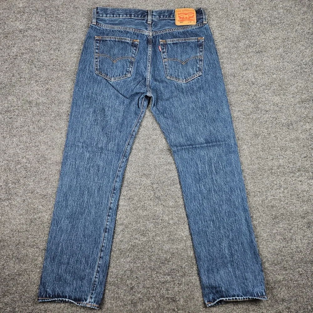 Levis 501 Original Fit Jeans Men's 33x32 Straight Leg Button Fly Denim Dark Wash